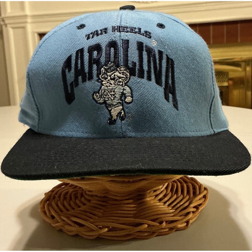 VTG USA‎ Made Nutmeg UNC Tar Heels Snapback Hat Carolina Blue Rameses 90s EUC